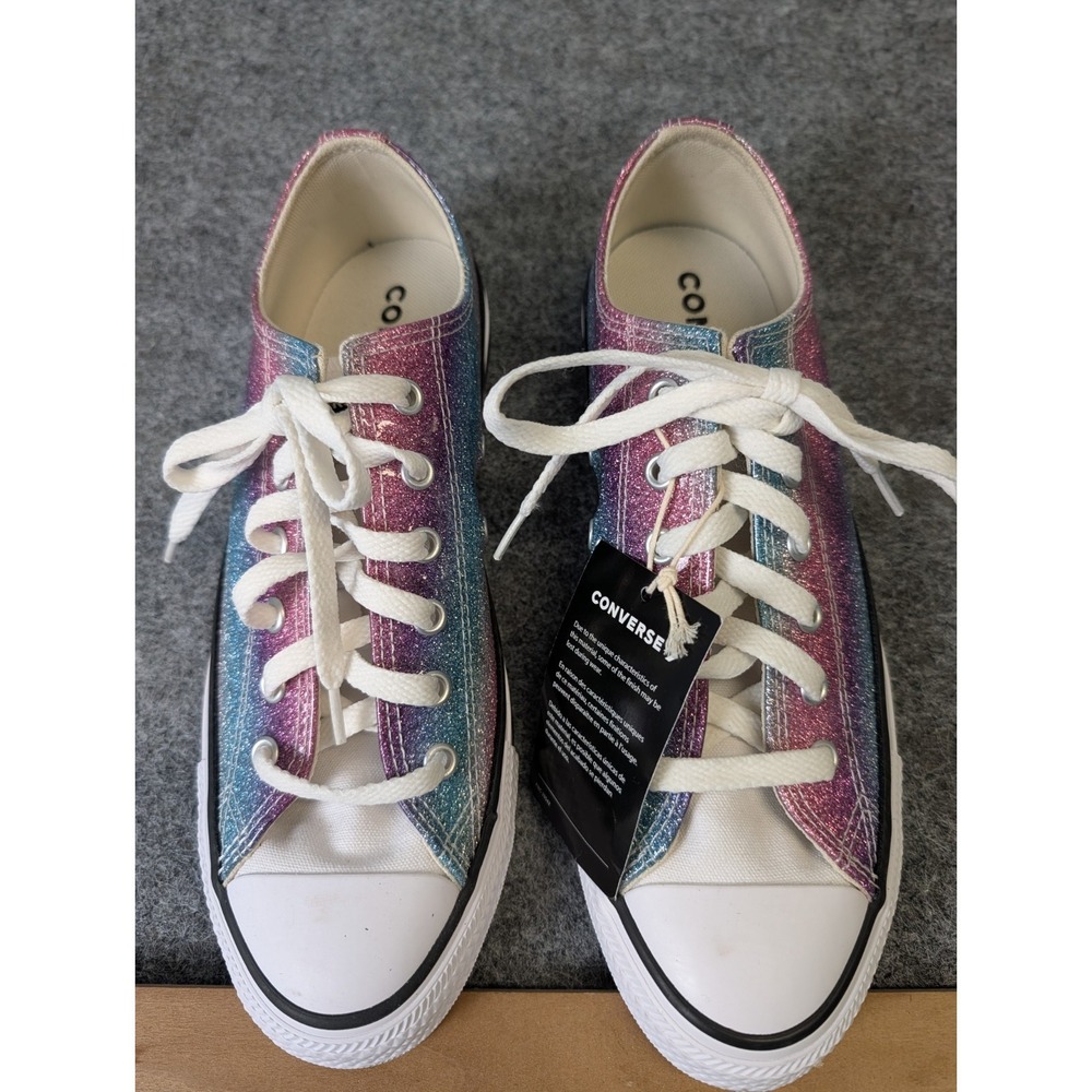 Converse  All Star Glitter Drip Low Top Sneakers Kid US 6 Rainbow colors NWT NIB
